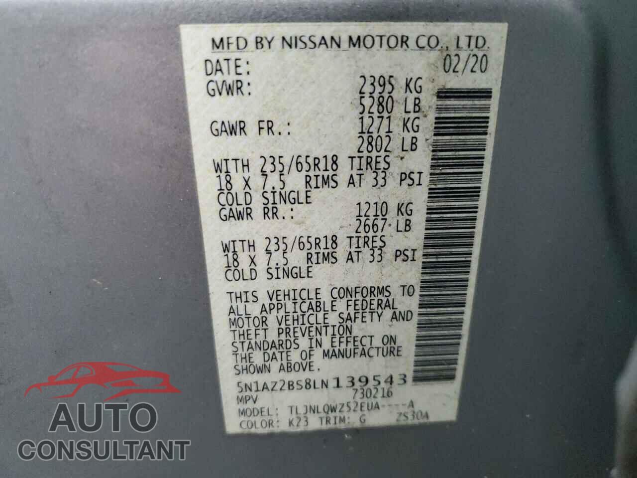 NISSAN MURANO 2020 - 5N1AZ2BS8LN139543