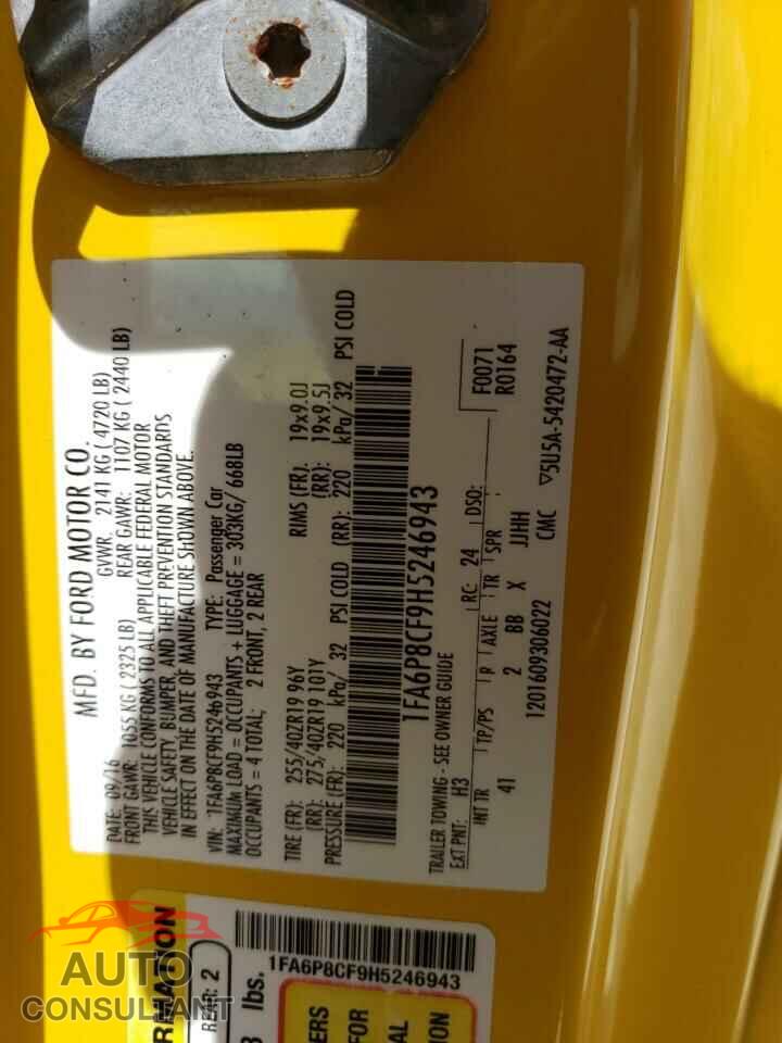 FORD MUSTANG 2017 - 1FA6P8CF9H5246943