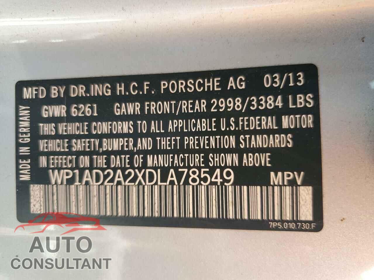 PORSCHE CAYENNE 2013 - WP1AD2A2XDLA78549