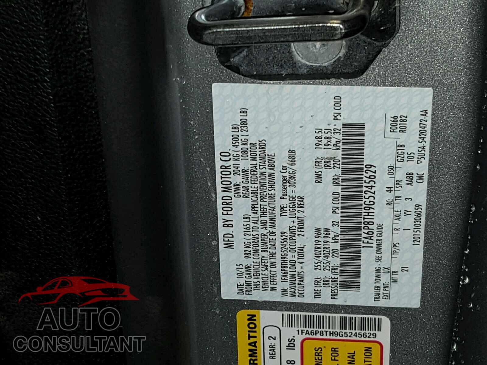 FORD MUSTANG 2016 - 1FA6P8TH9G5245629