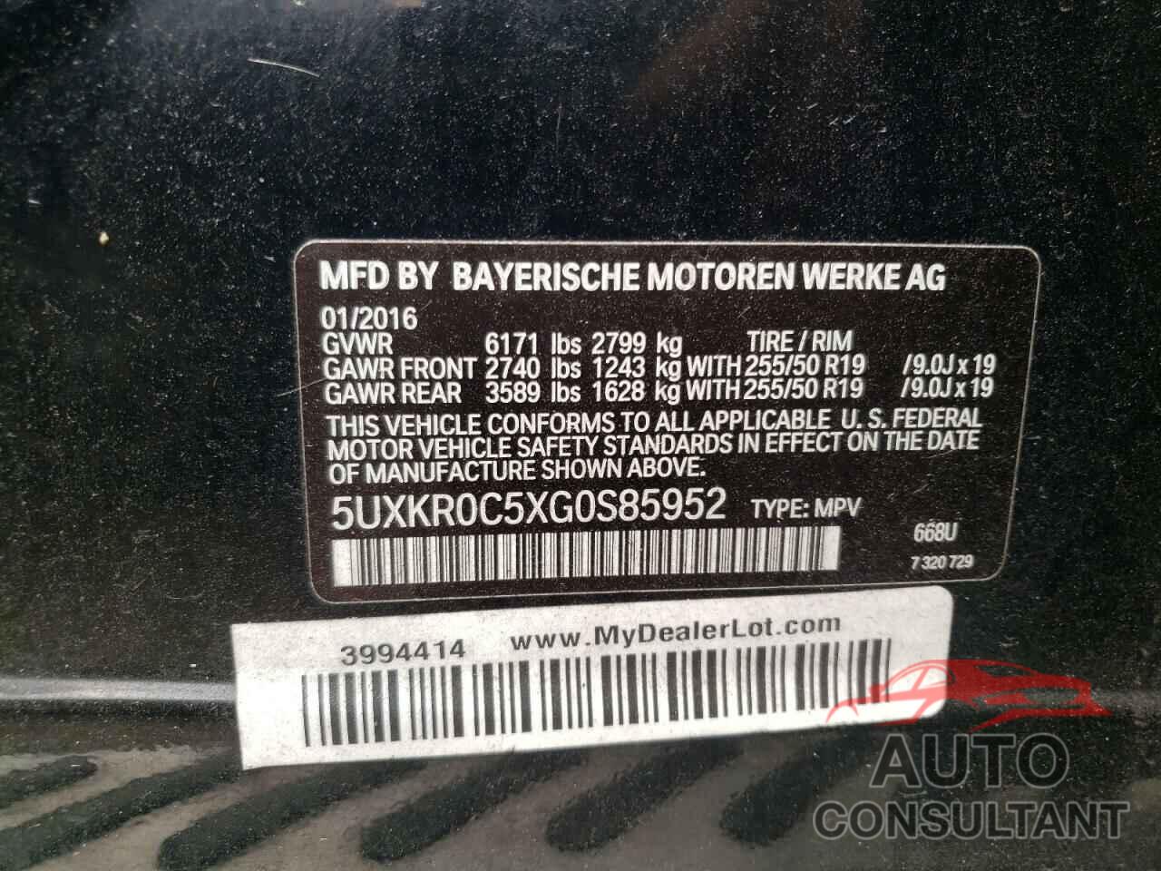 BMW X5 2016 - 5UXKR0C5XG0S85952