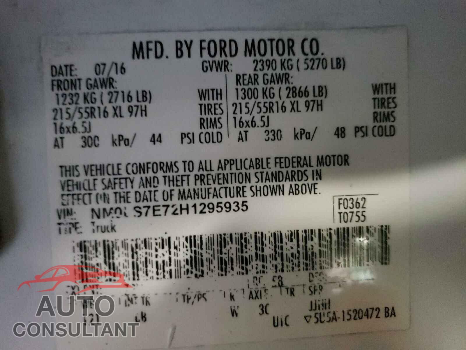 FORD TRANSIT CO 2017 - NM0LS7E72H1295935