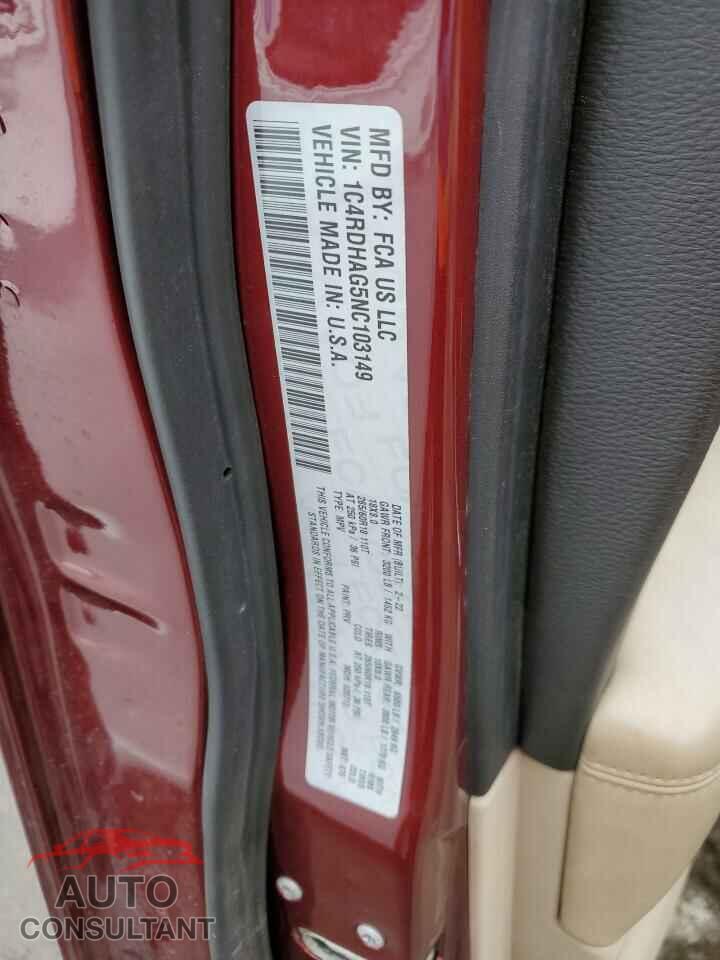 DODGE DURANGO 2022 - 1C4RDHAG5NC103149