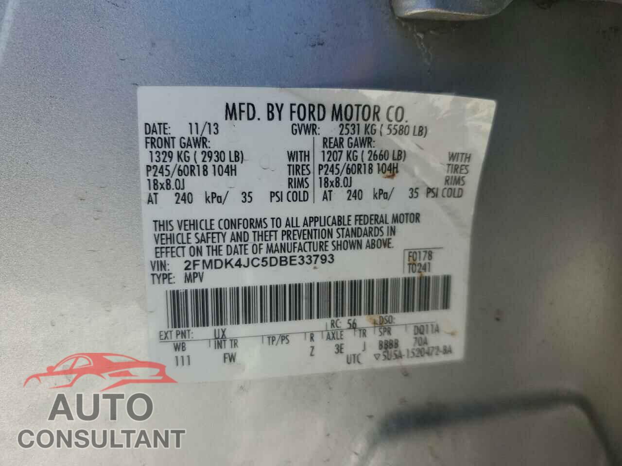 FORD EDGE 2013 - 2FMDK4JC5DBE33793