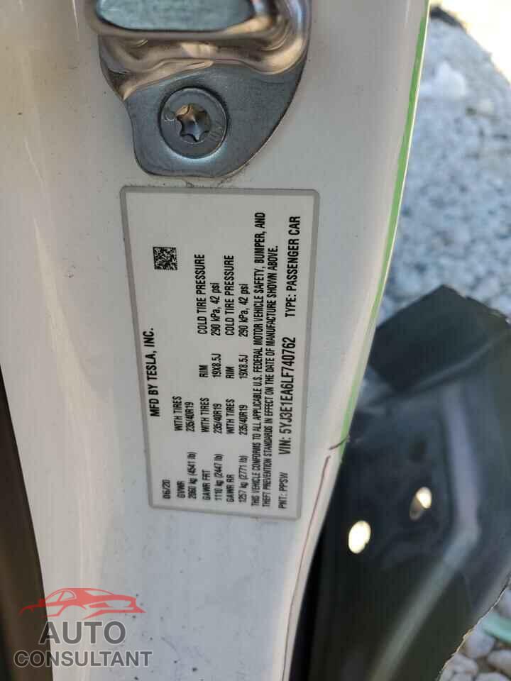 TESLA MODEL 3 2020 - 5YJ3E1EA6LF740762