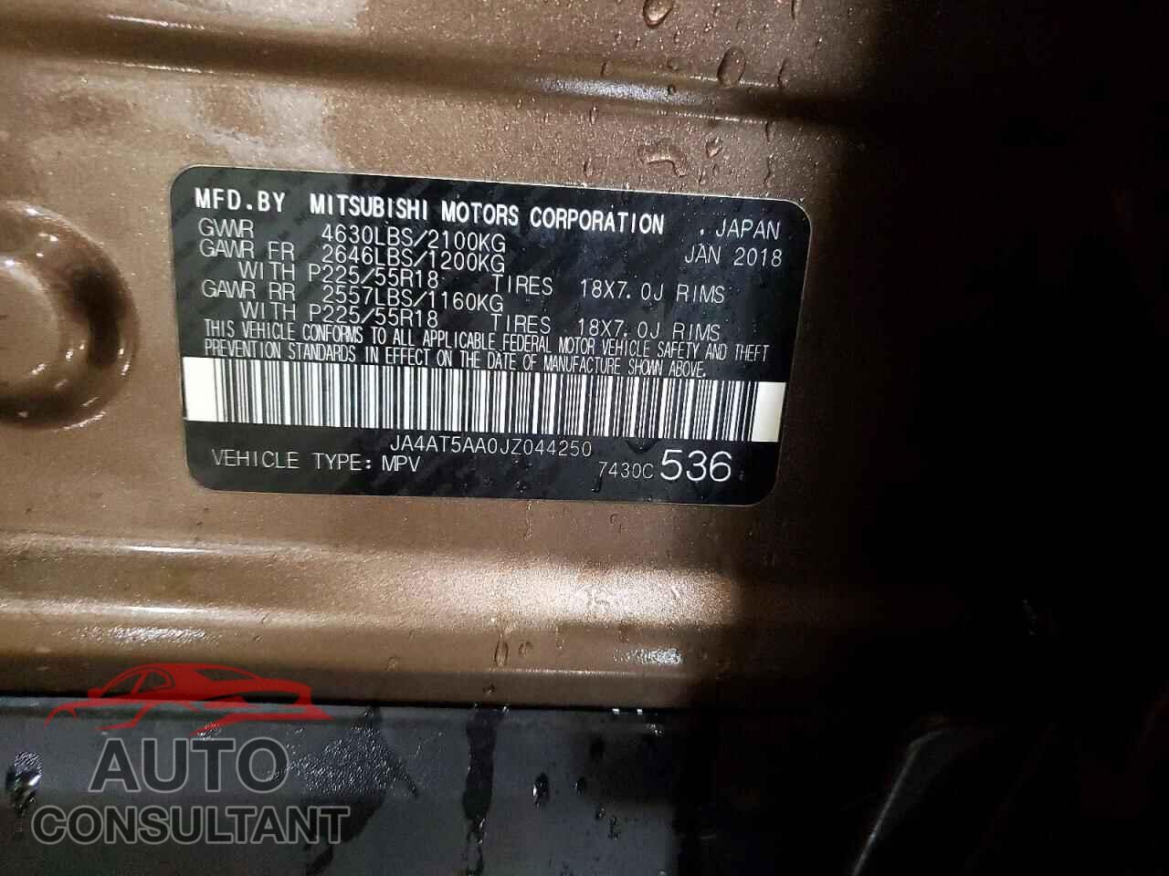 MITSUBISHI ECLIPSE 2018 - JA4AT5AA0JZ044250