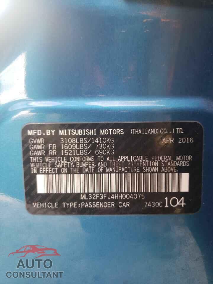 MITSUBISHI MIRAGE 2017 - ML32F3FJ4HH004075