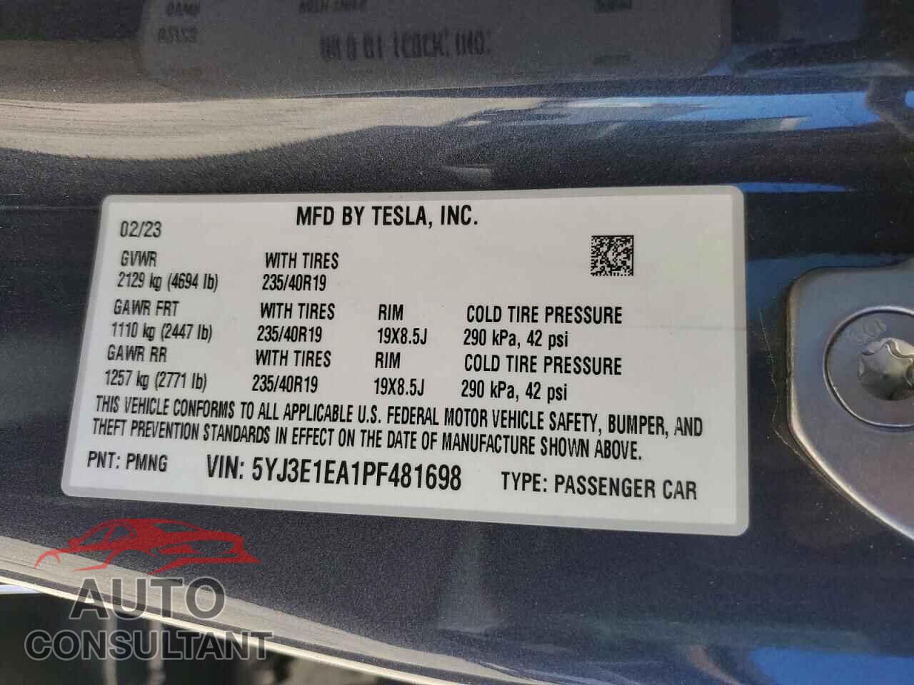 TESLA MODEL 3 2023 - 5YJ3E1EA1PF481698