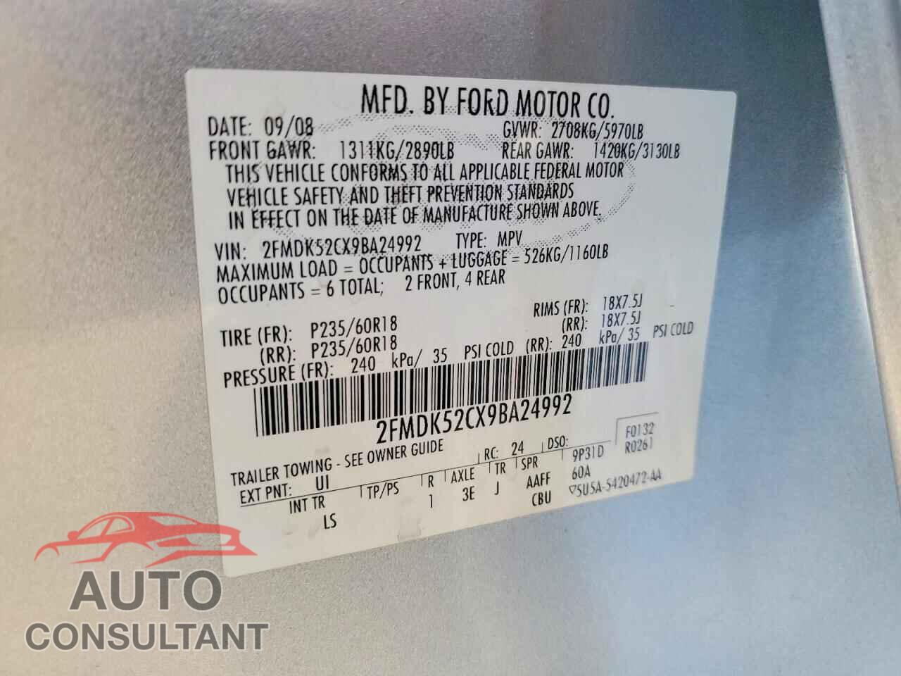 FORD FLEX 2009 - 2FMDK52CX9BA24992