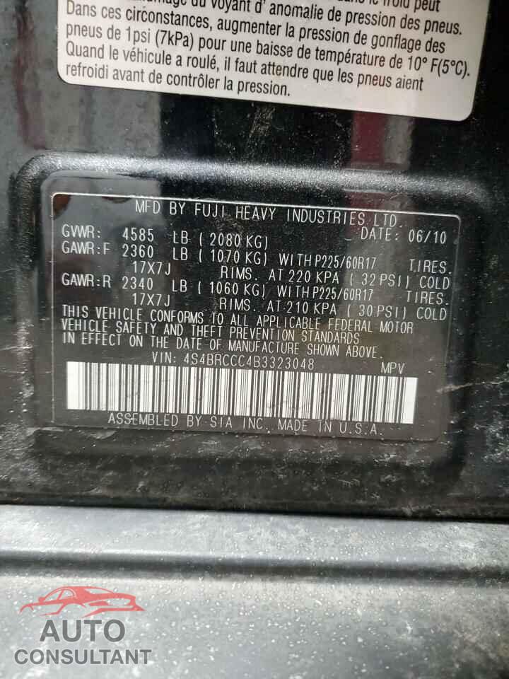 SUBARU OUTBACK 2011 - 4S4BRCCC4B3323048