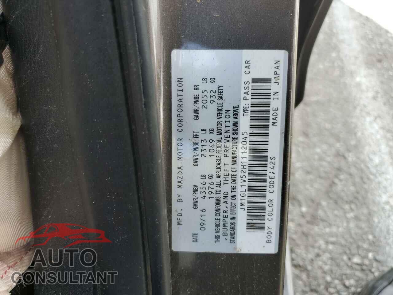 MAZDA 6 2017 - JM1GL1V52H1112045