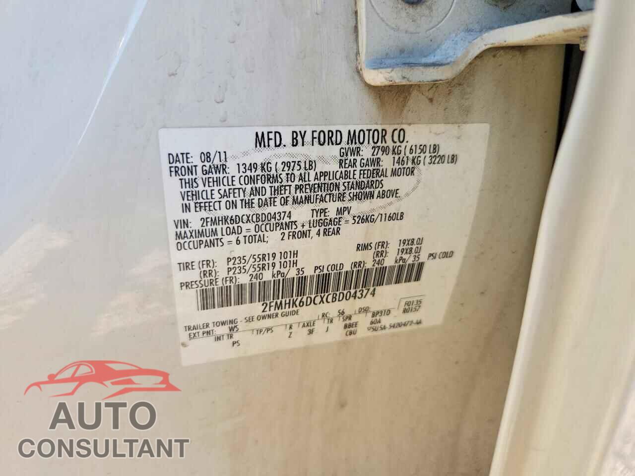 FORD FLEX 2012 - 2FMHK6DCXCBD04374