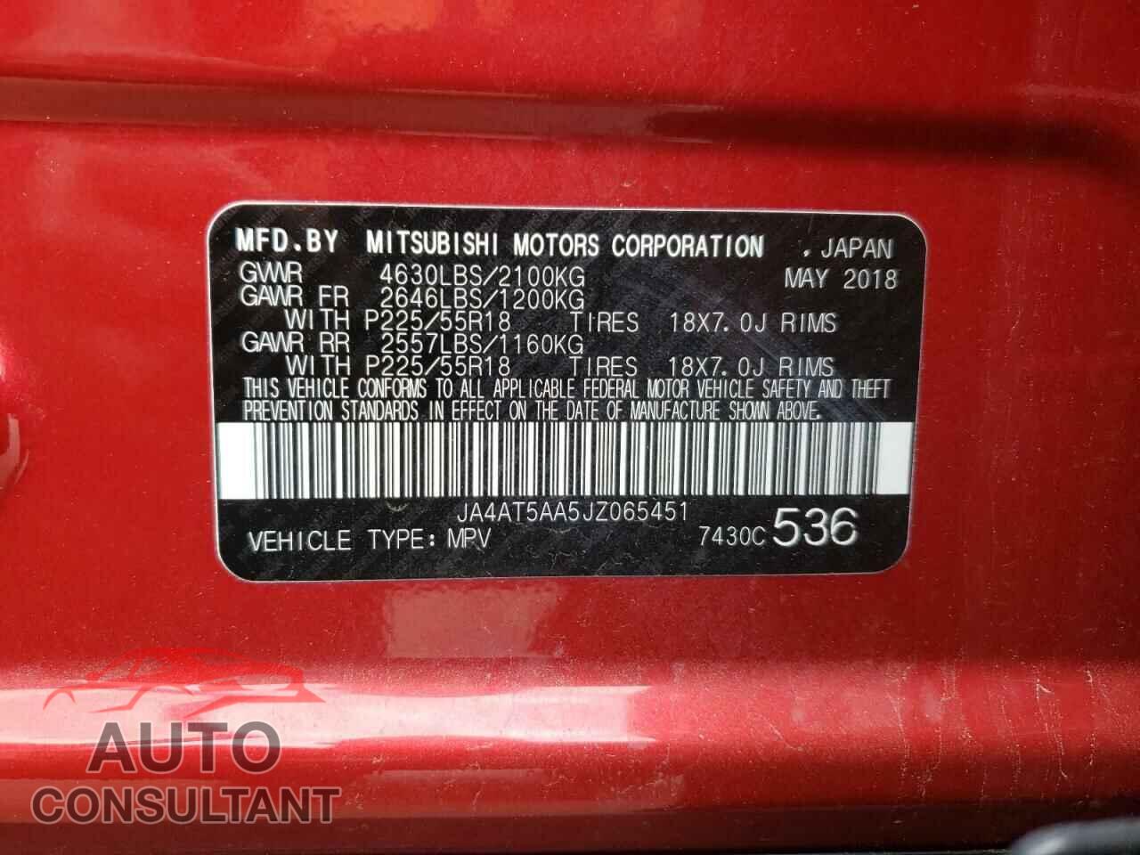 MITSUBISHI ECLIPSE 2018 - JA4AT5AA5JZ065451