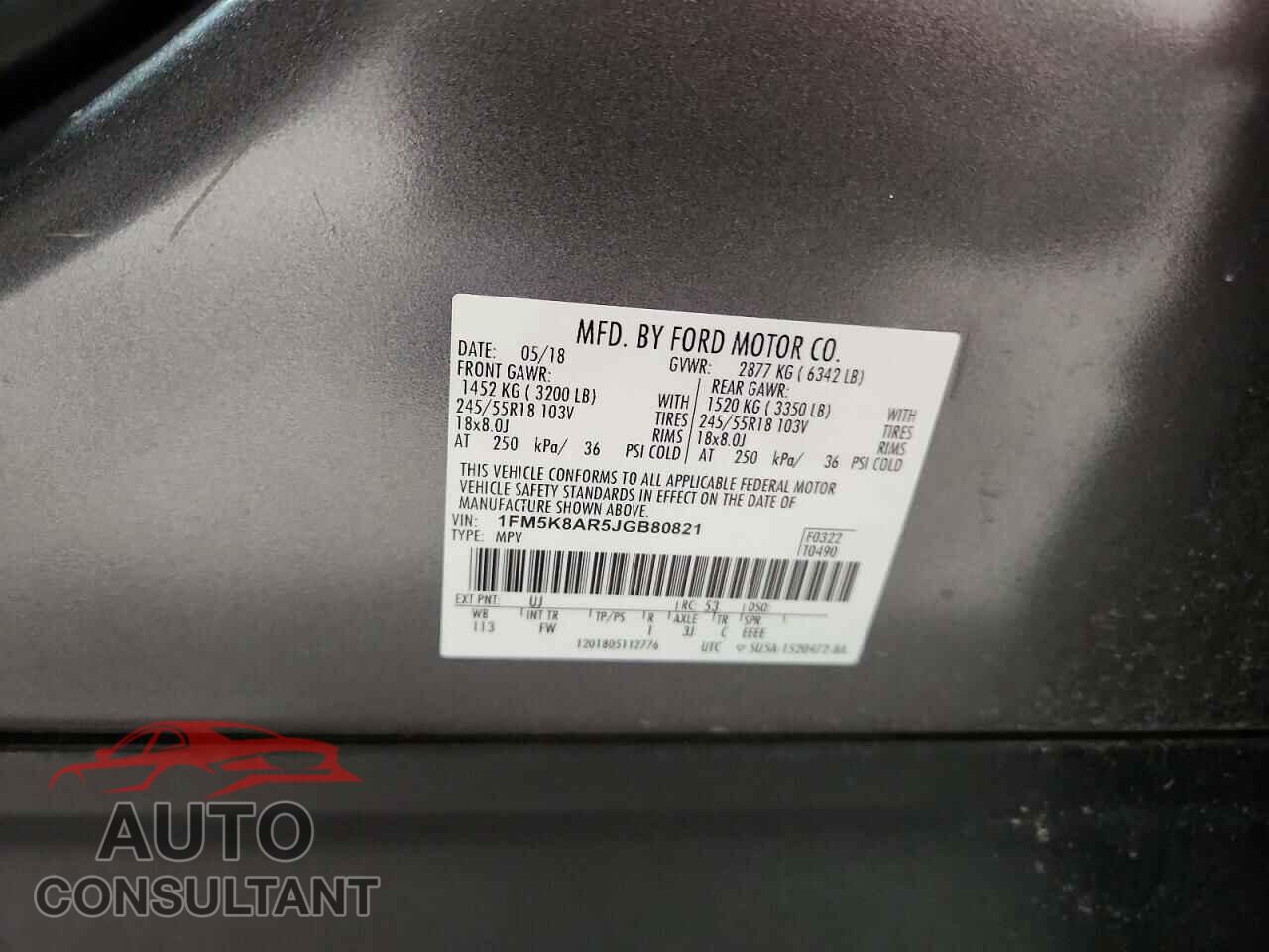 FORD EXPLORER 2018 - 1FM5K8AR5JGB80821