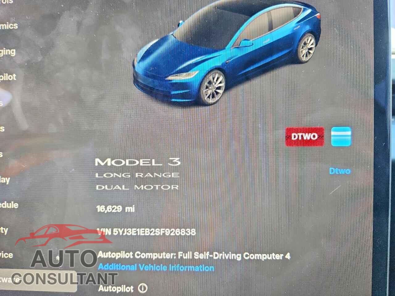 TESLA MODEL 3 2025 - 5YJ3E1EB2SF926838