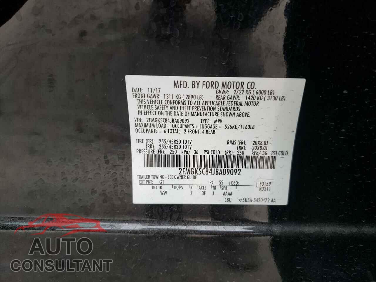 FORD FLEX 2018 - 2FMGK5C84JBA09092