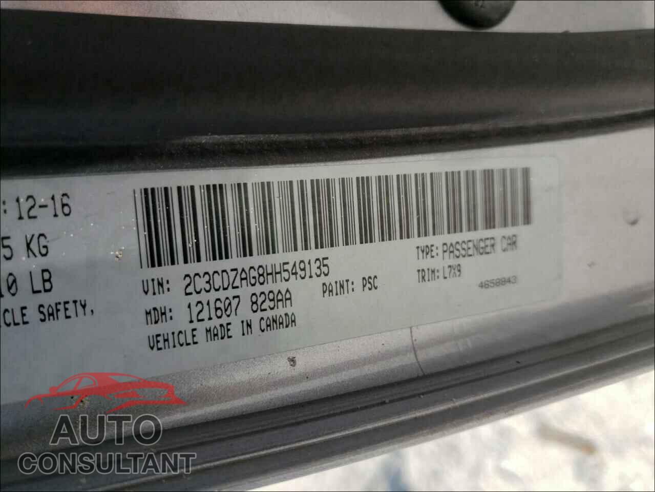 DODGE CHALLENGER 2017 - 2C3CDZAG8HH549135