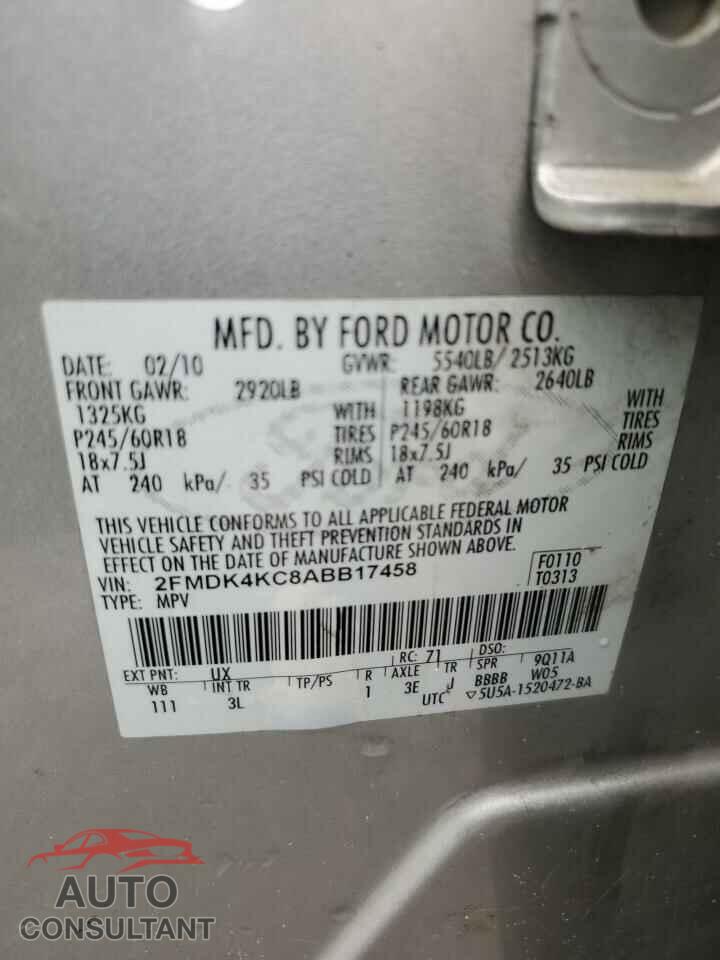 FORD EDGE 2010 - 2FMDK4KC8ABB17458