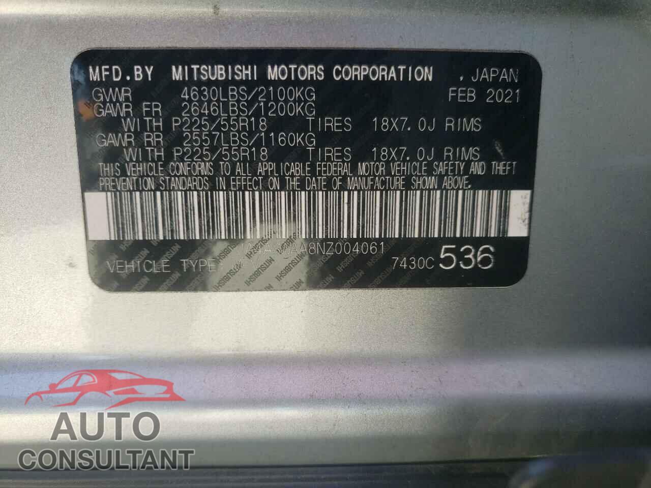 MITSUBISHI ECLIPSE 2022 - JA4ASWAA8NZ004061