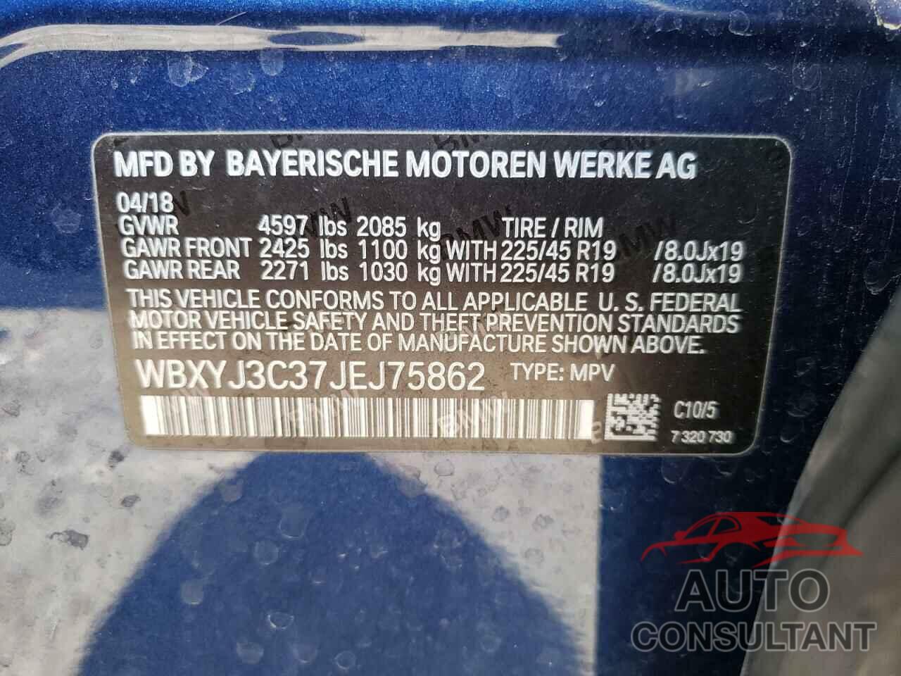 BMW X2 2018 - WBXYJ3C37JEJ75862