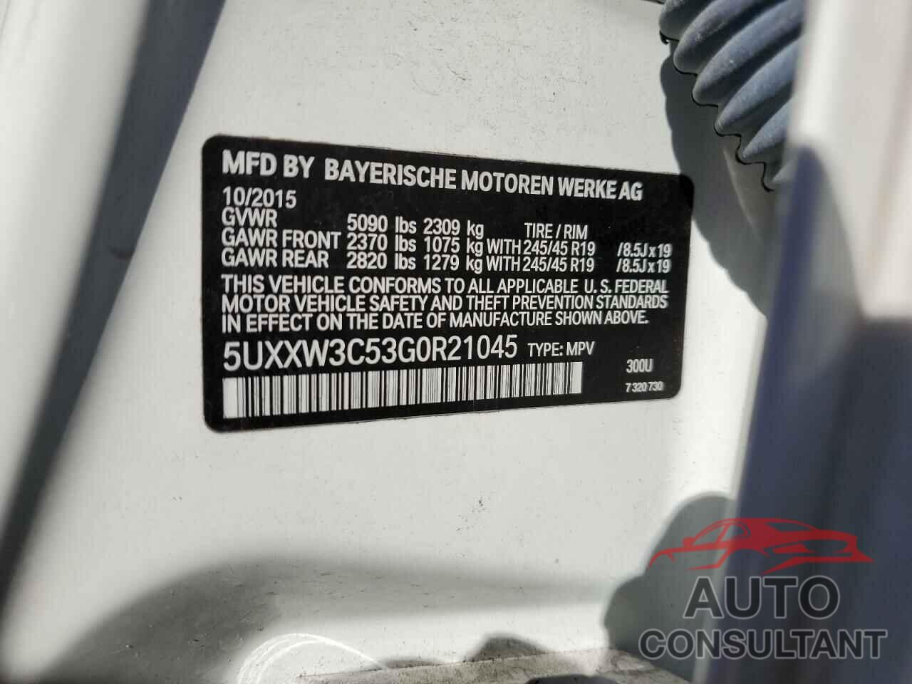 BMW X4 2016 - 5UXXW3C53G0R21045