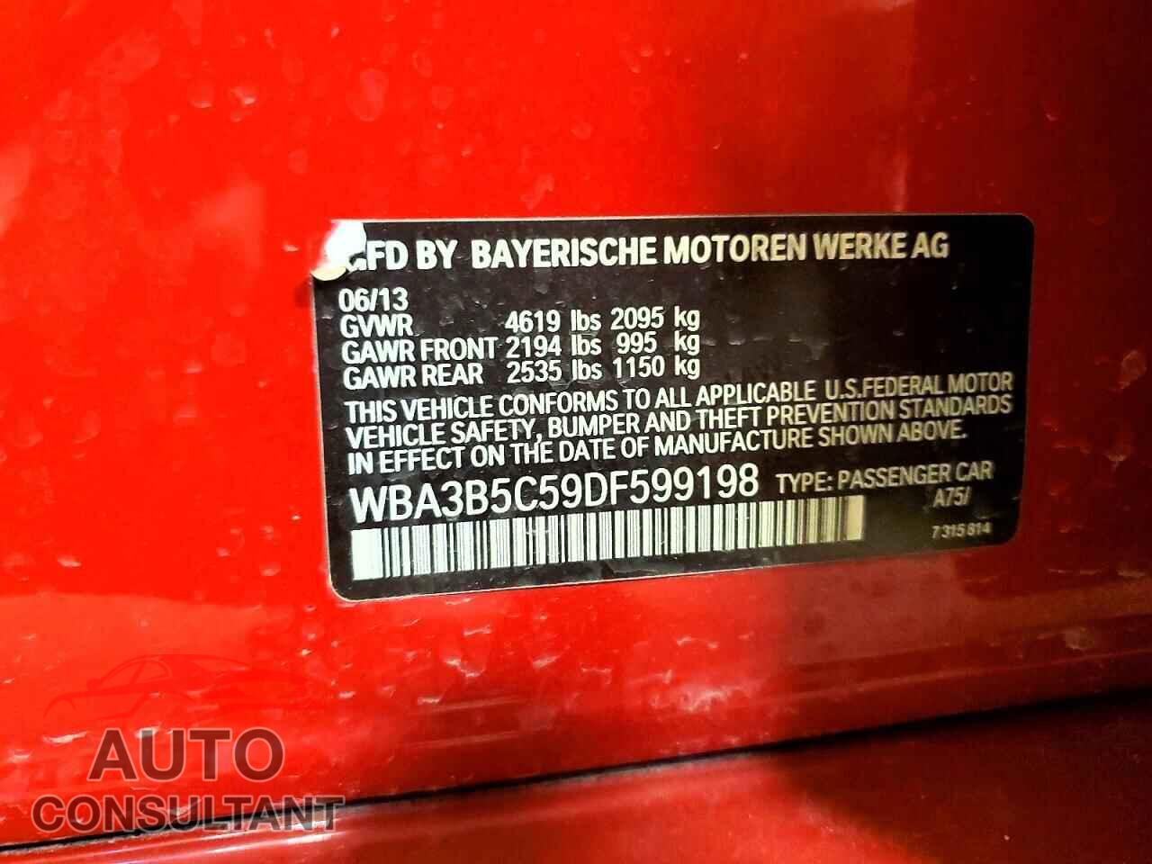 BMW 3 SERIES 2013 - WBA3B5C59DF599198