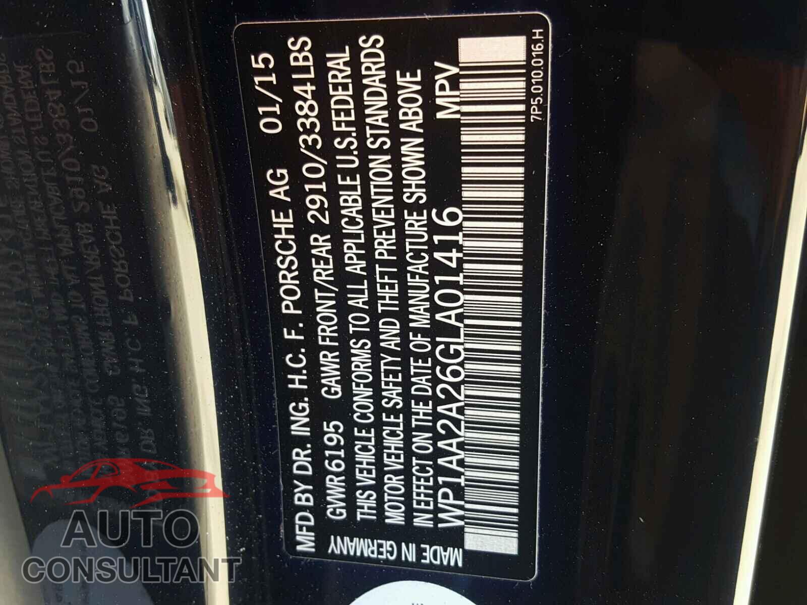 PORSCHE CAYENNE 2016 - WP1AA2A26GLA01416