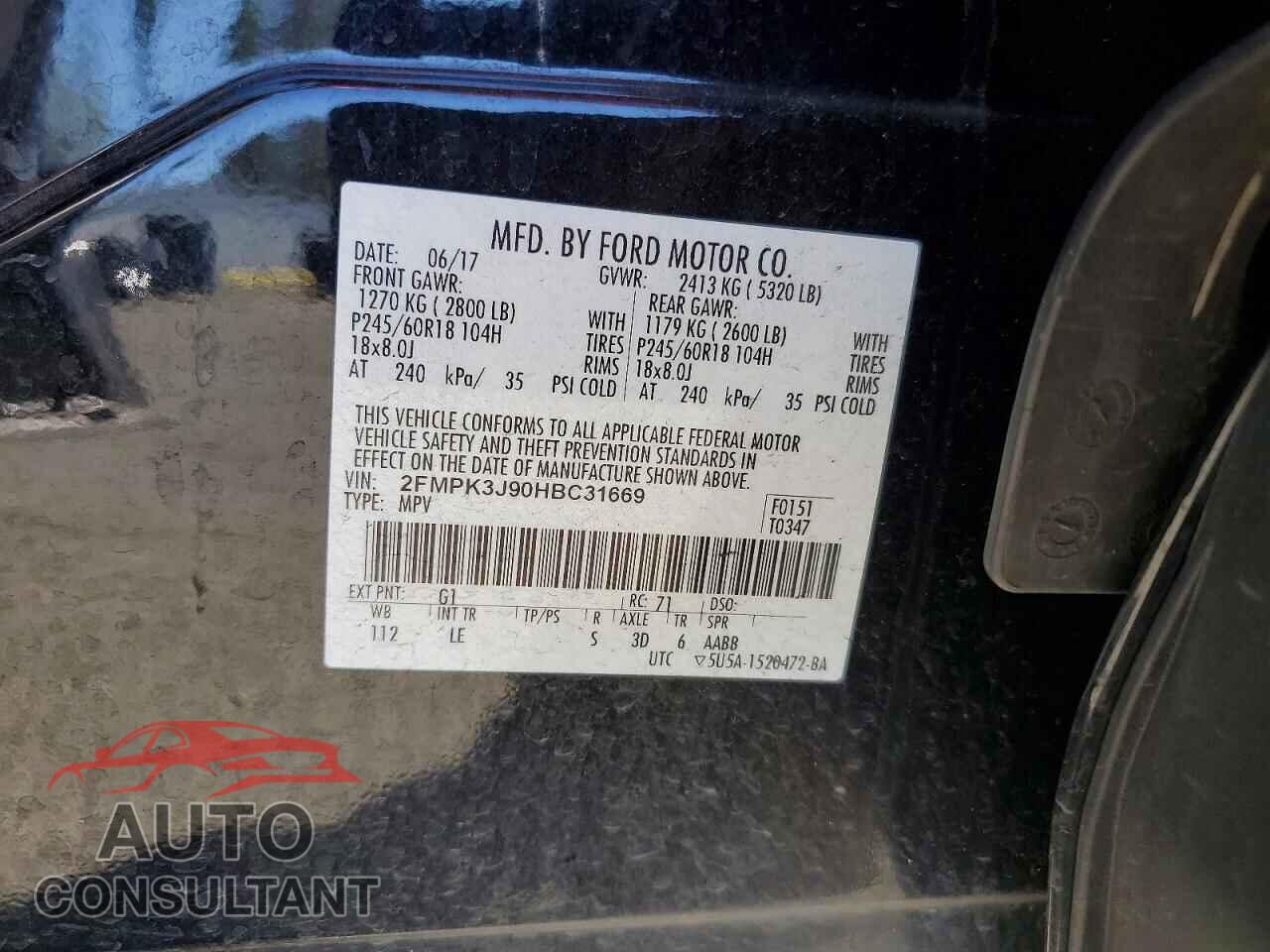FORD EDGE 2017 - 2FMPK3J90HBC31669