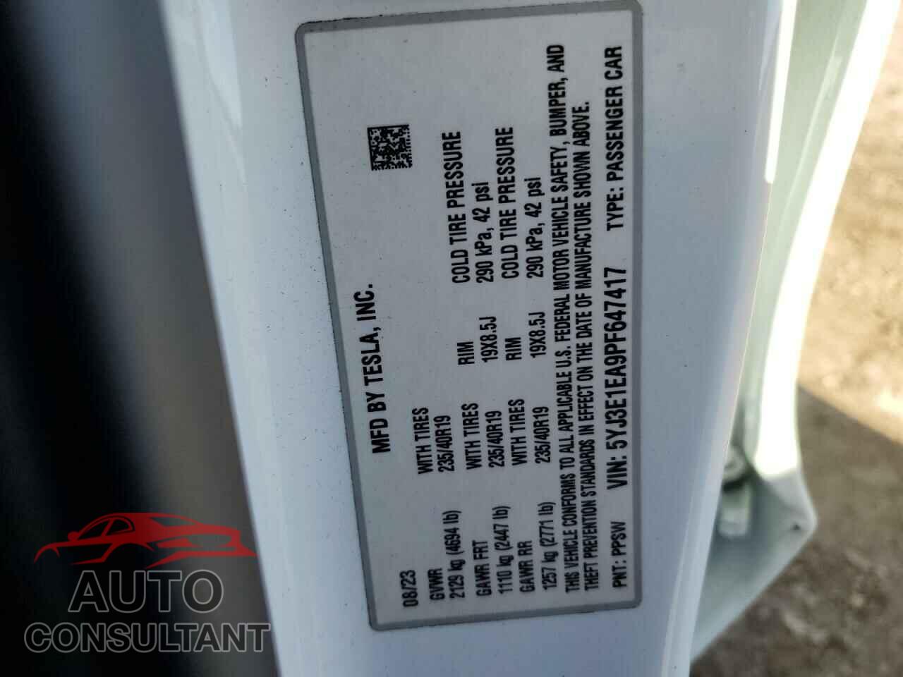 TESLA MODEL 3 2023 - 5YJ3E1EA9PF647417