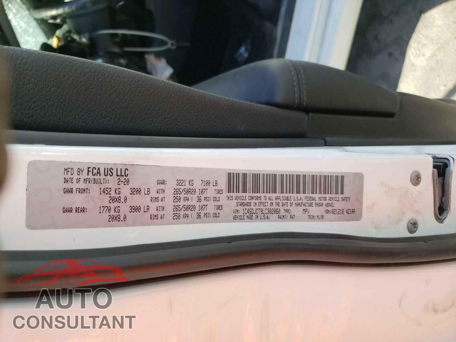 DODGE DURANGO 2020 - 1C4SDJCT9LC302060