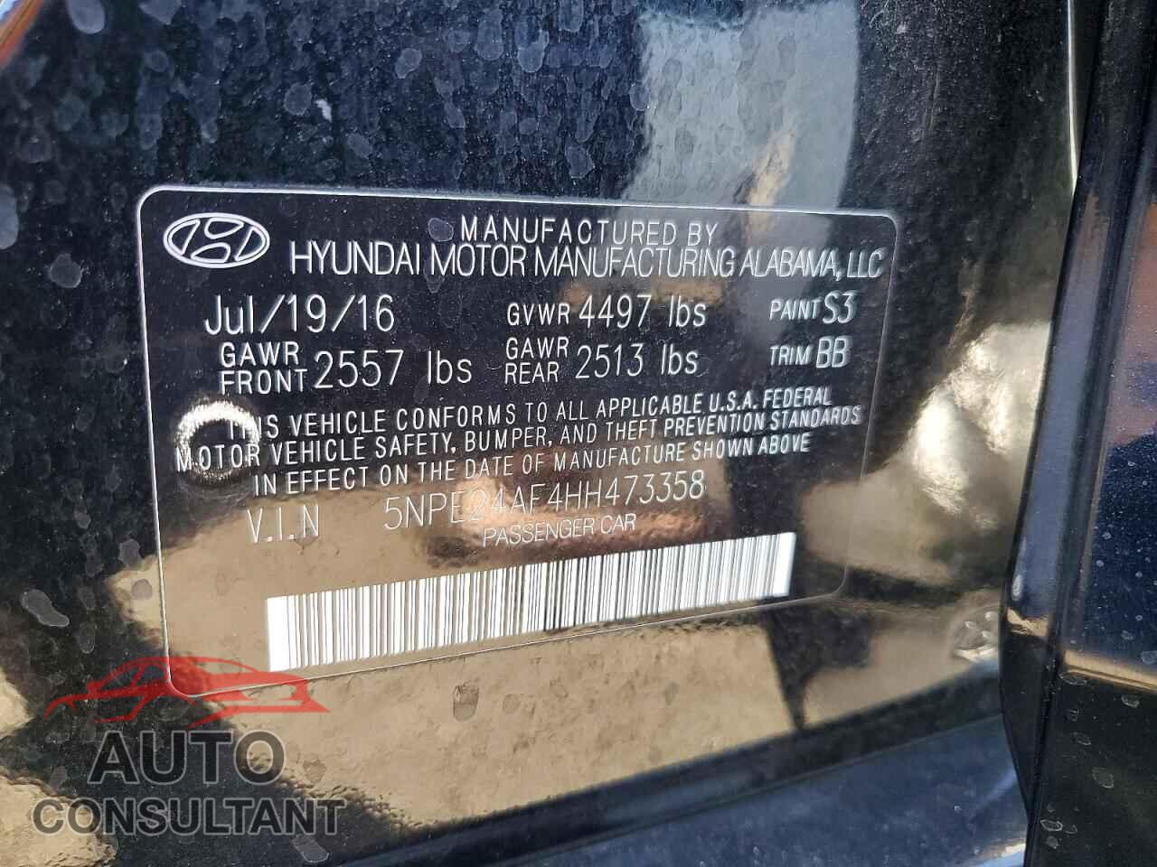 HYUNDAI SONATA 2017 - 5NPE24AF4HH473358