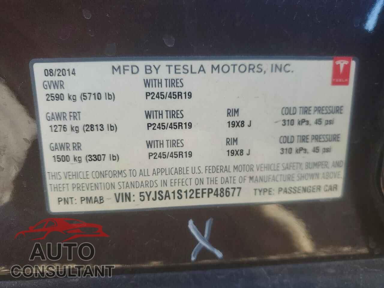TESLA MODEL S 2014 - 5YJSA1S12EFP48677