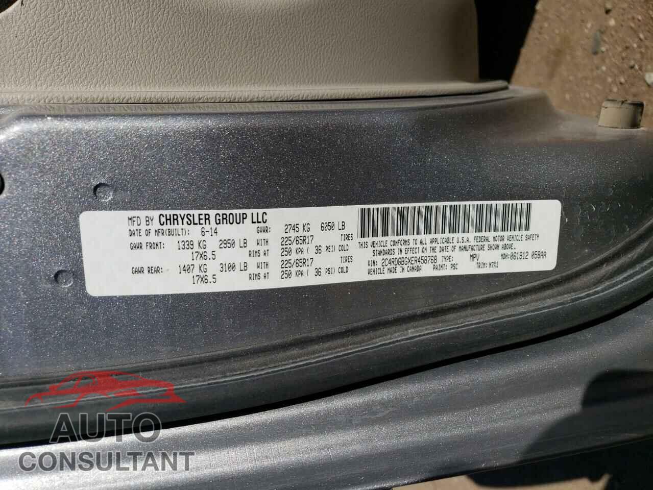 DODGE CARAVAN 2014 - 2C4RDGBGXER458768