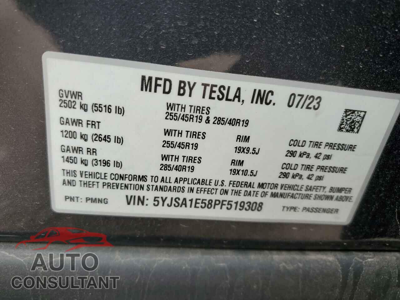 TESLA MODEL S 2023 - 5YJSA1E58PF519308