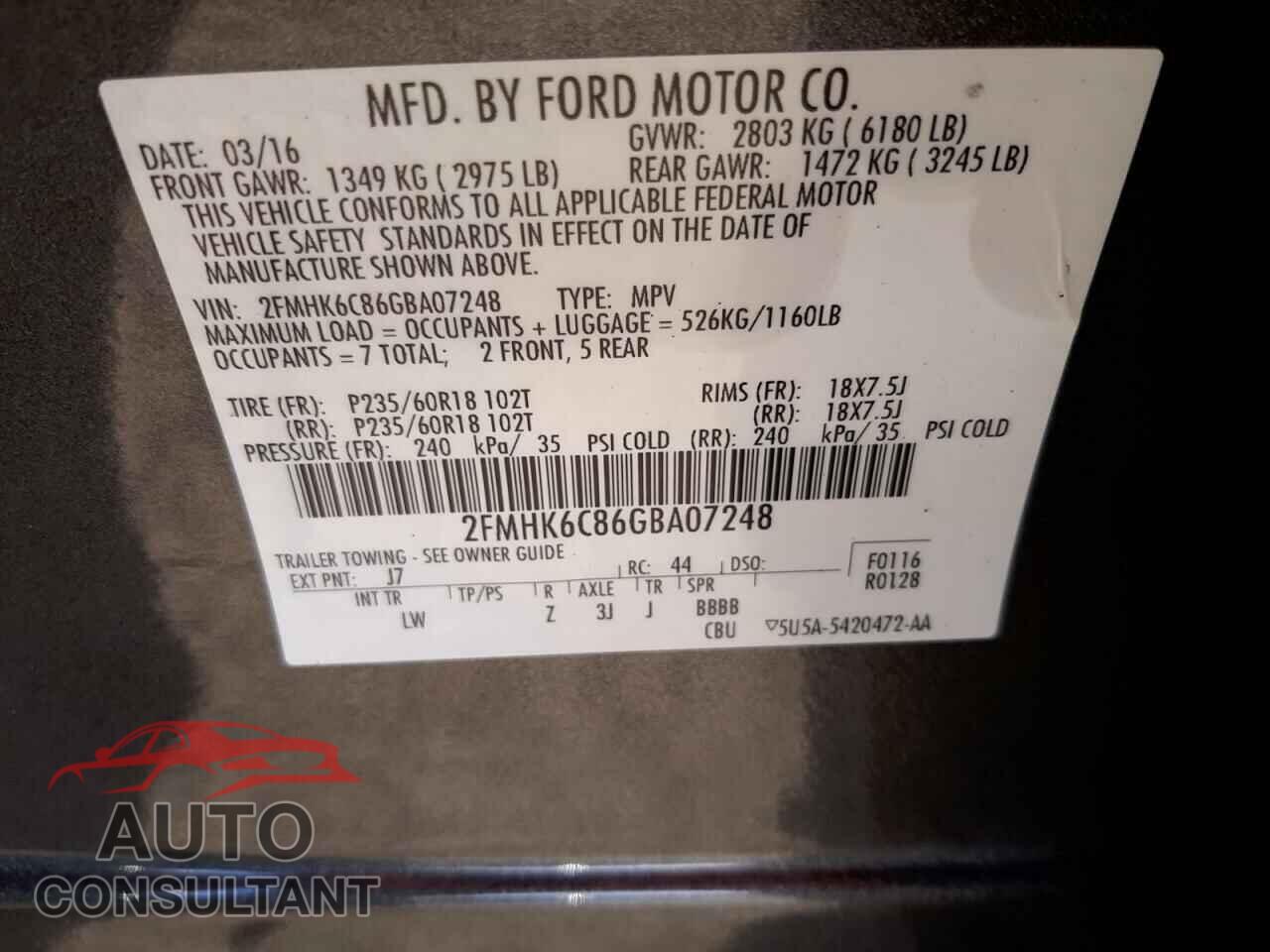 FORD FLEX 2016 - 2FMHK6C86GBA07248