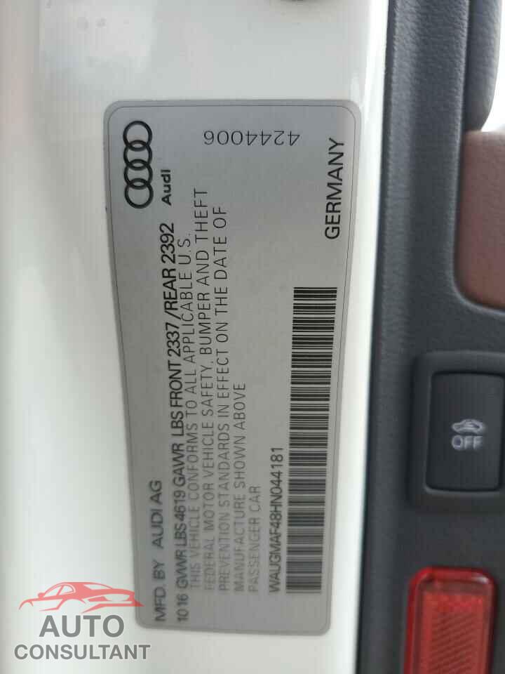AUDI A4 2017 - WAUGMAF48HN044181