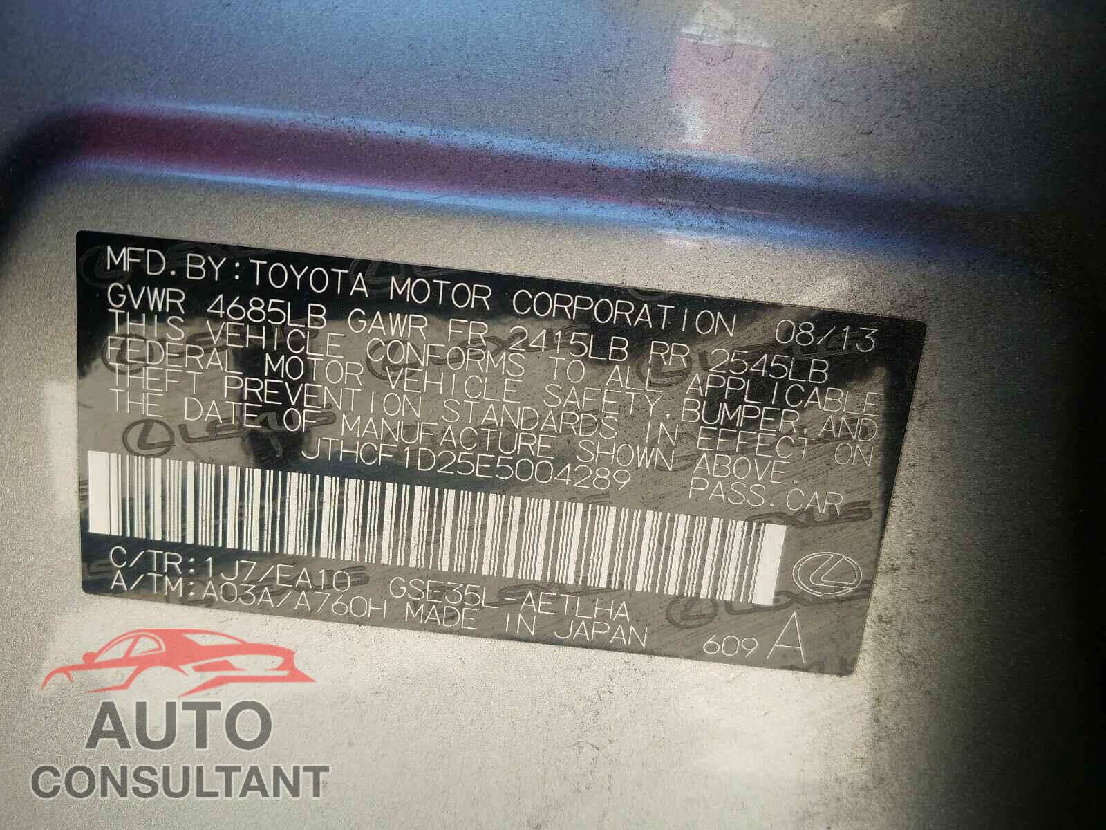 LEXUS IS 2014 - JTHCF1D25E5004289