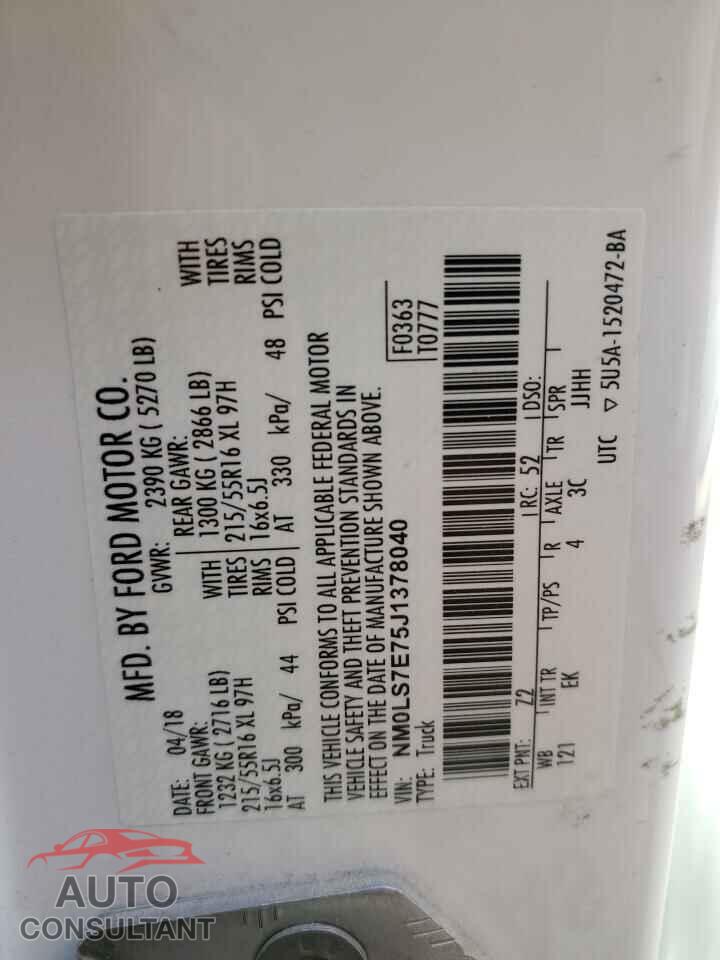 FORD TRANSIT 2018 - NM0LS7E75J1378040