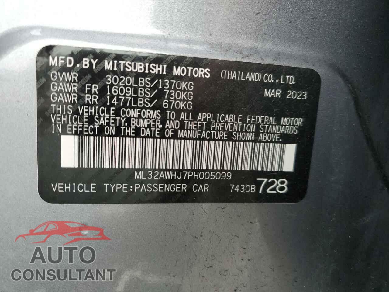 MITSUBISHI MIRAGE 2023 - ML32AWHJ7PH005099