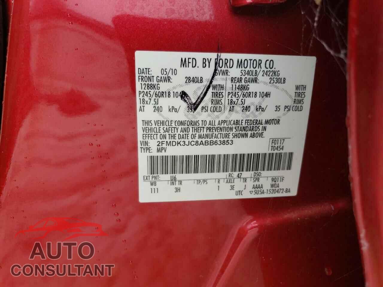 FORD EDGE 2010 - 2FMDK3JC8ABB63853