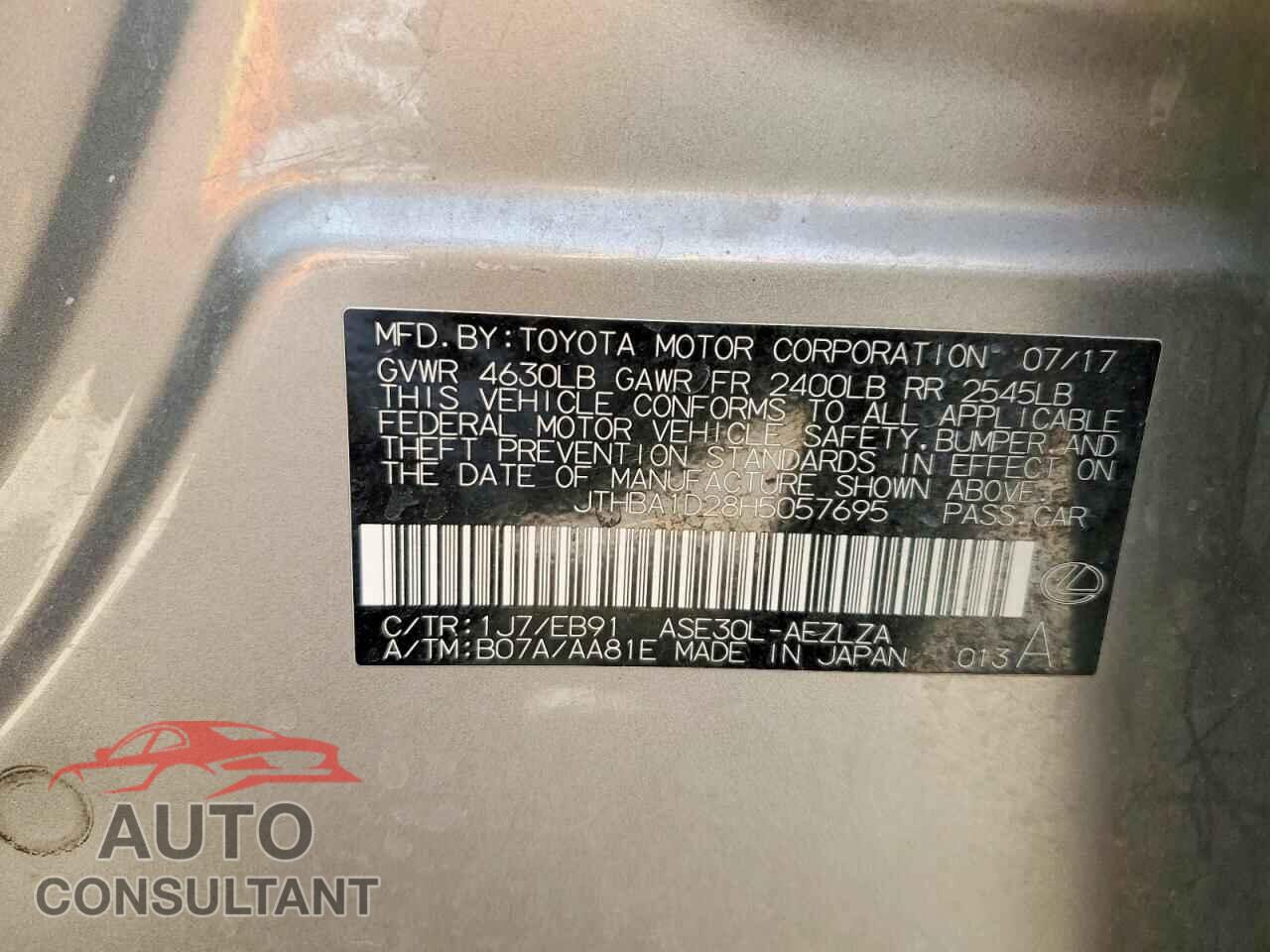 LEXUS IS 2017 - JTHBA1D28H5057695
