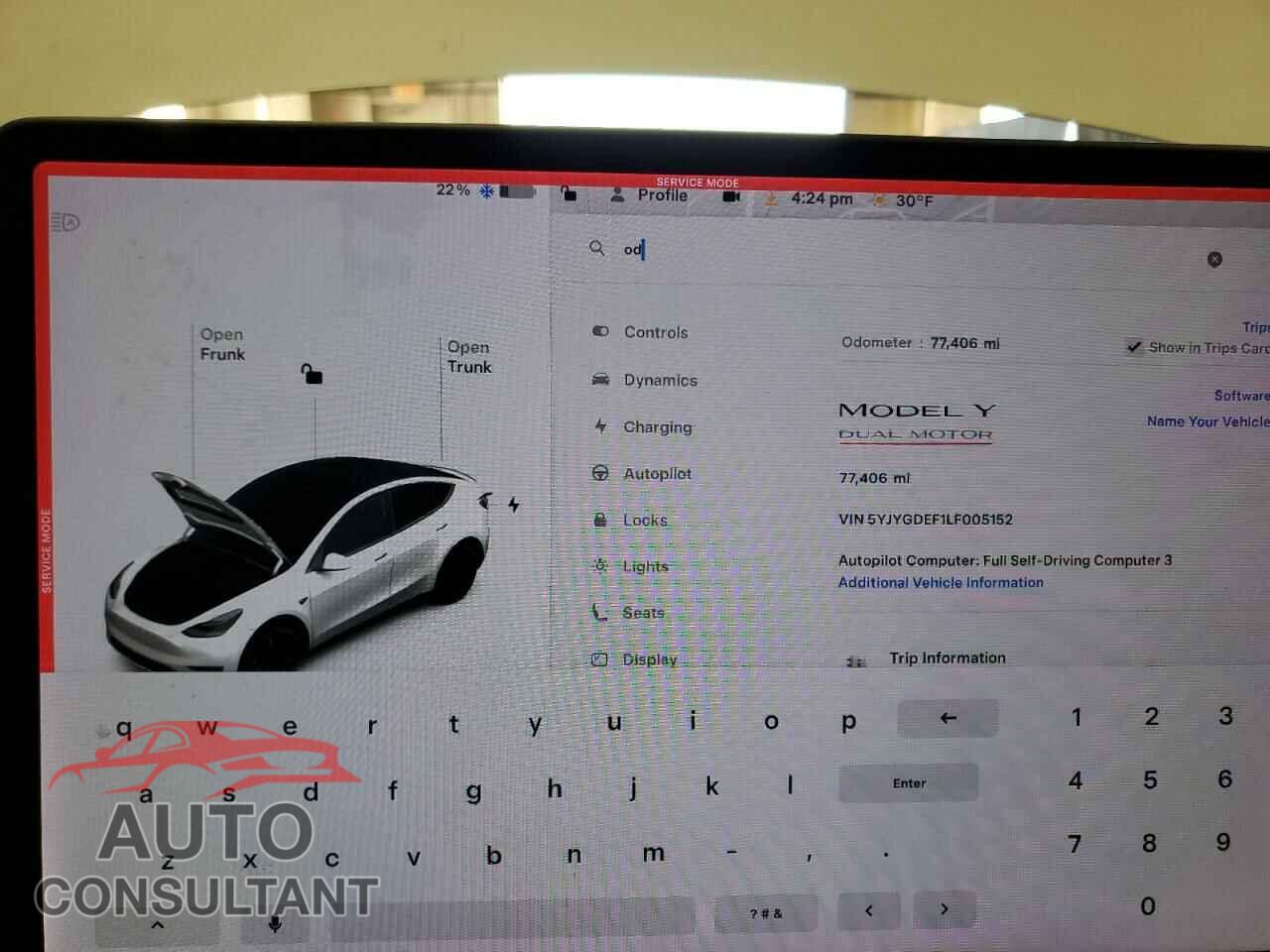 TESLA MODEL Y 2020 - 5YJYGDEF1LF005152
