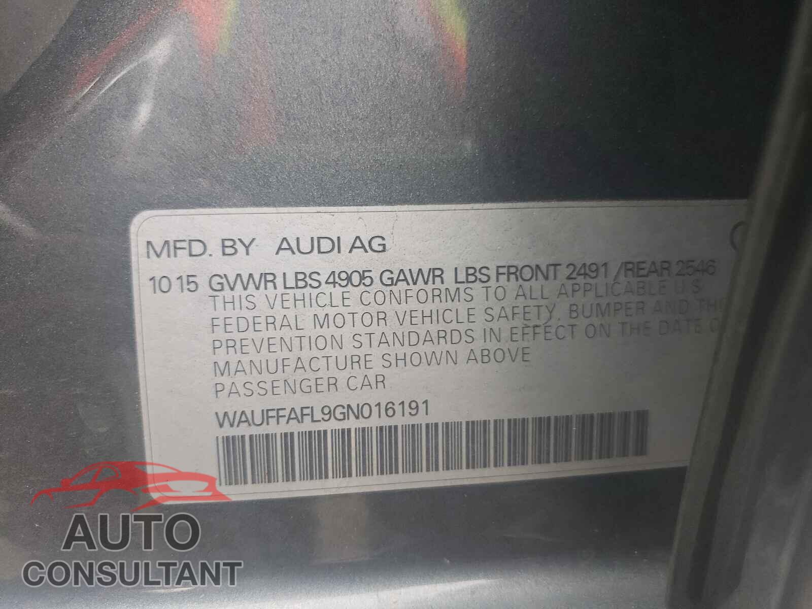 AUDI A4 2016 - WAUFFAFL9GN016191