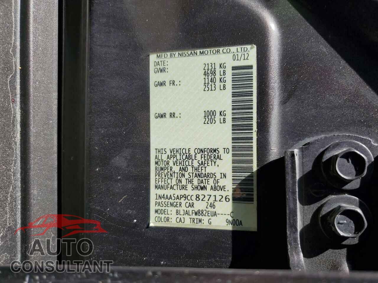 NISSAN MAXIMA 2012 - 1N4AA5AP9CC827126