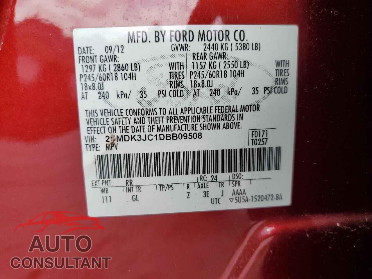 FORD EDGE 2013 - 2FMDK3JC1DBB09508