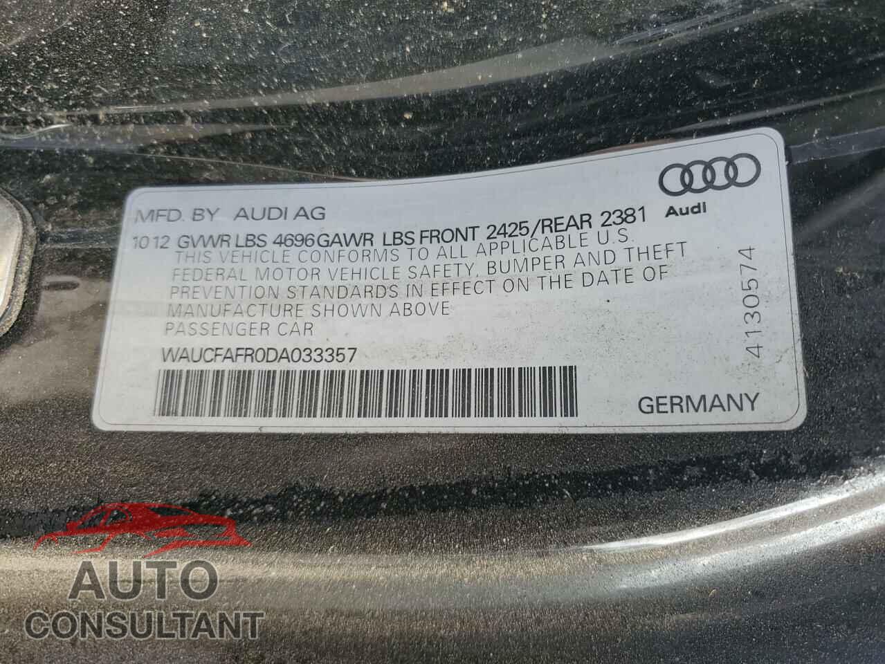 AUDI A5 2013 - WAUCFAFR0DA033357