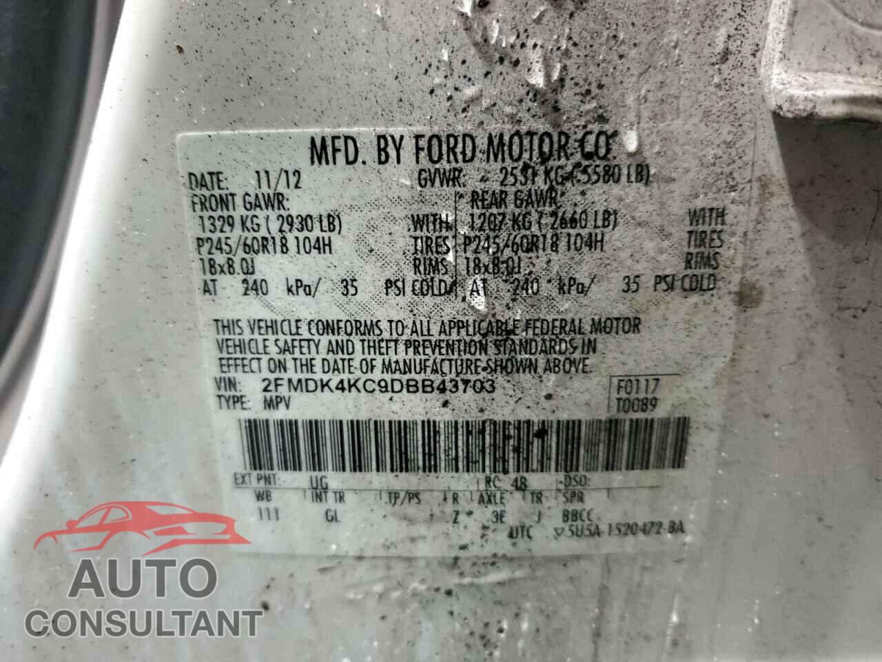 FORD EDGE 2013 - 2FMDK4KC9DBB43703
