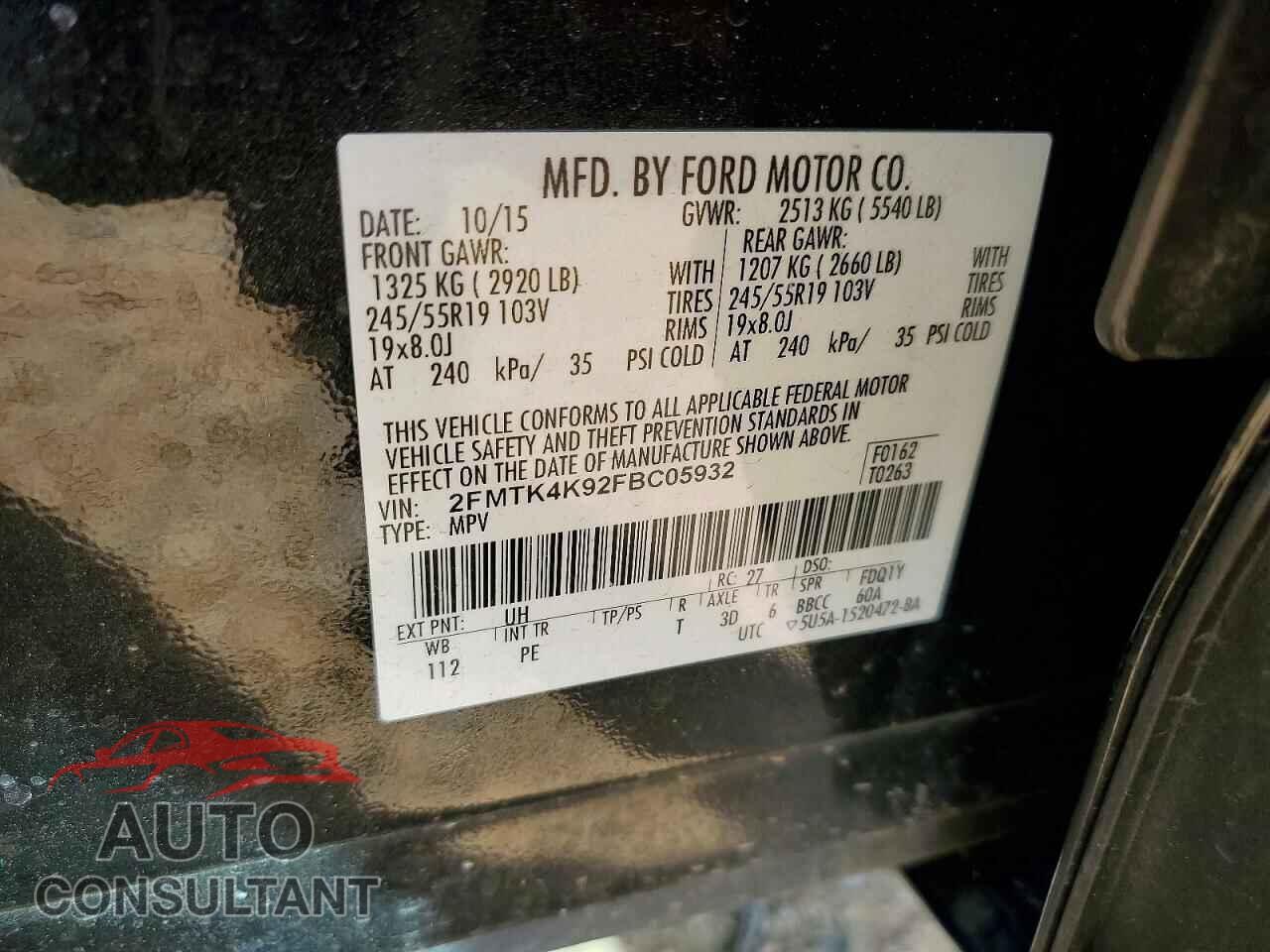 FORD EDGE 2015 - 2FMTK4K92FBC05932