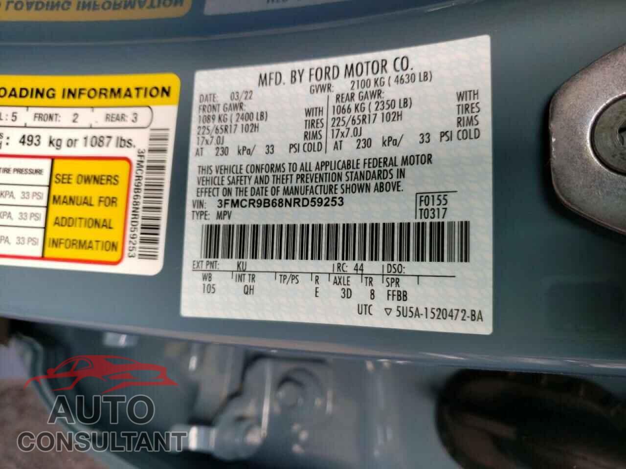 FORD BRONCO 2022 - 3FMCR9B68NRD59253