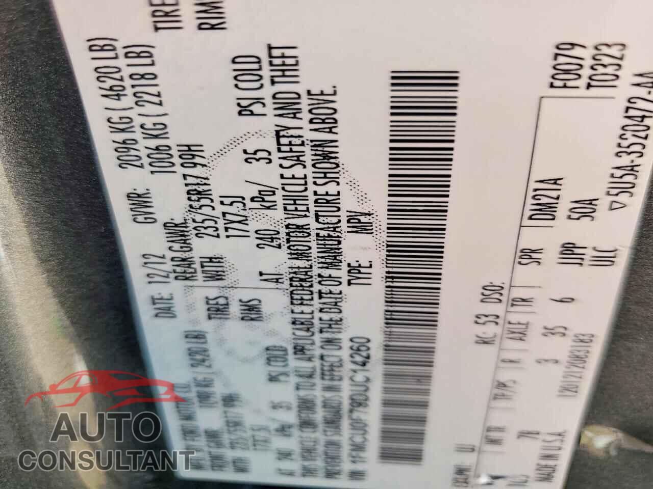 FORD ESCAPE 2013 - 1FMCU0F79DUC14260
